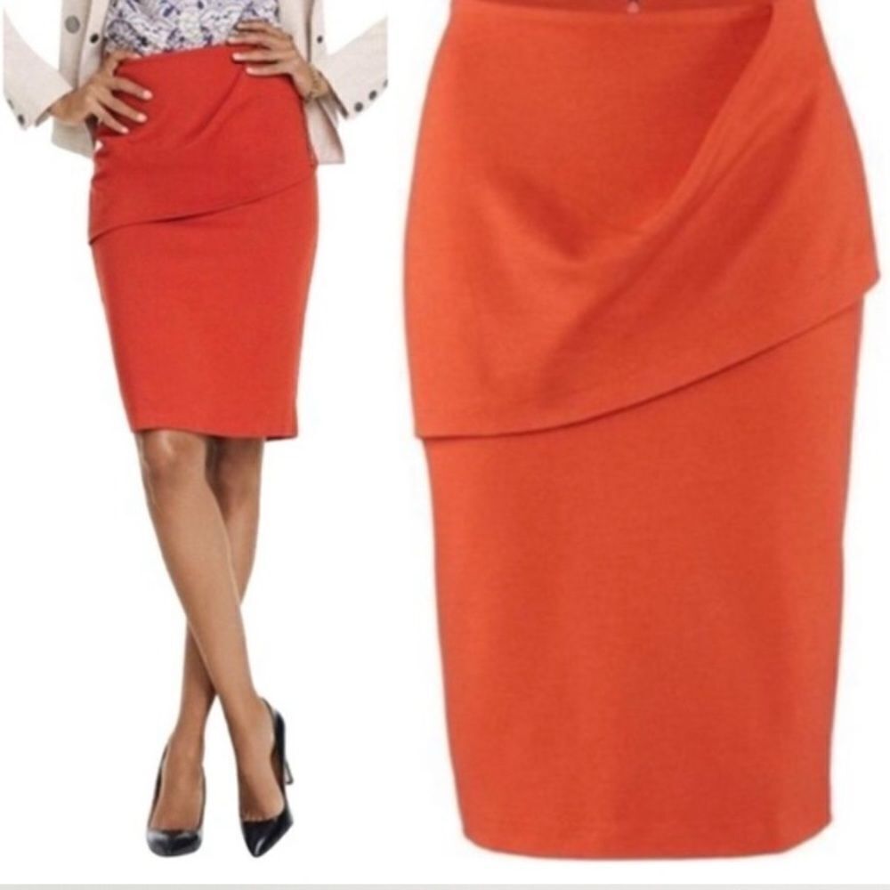 Cabi 3099 Tiered Overlay Pencil Skirt Ponte Knit Stretch Cabi Cabi Pencil Skirt